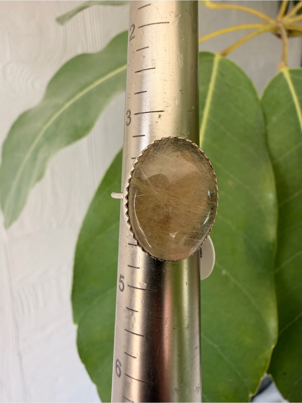 Artisan Rutilated Quartz Oval Ring - Women's sterling silver and brass